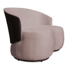 Sofá Namoradeira 2 Lugares Decorativa Lara Veludo Rosê/PU Marrom - Montanaris Decor