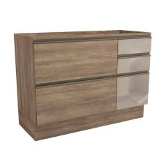 Balcão De Cozinha Modulado Maxxi G747 1 Porta E 4 Gavetas C/ Vidro P/ Pia Nogal - Kappesberg