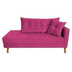 Recamier Azura 185cm Com Almofada Lado Esquerdo Suede Cor Pink