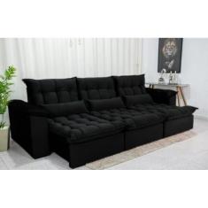 Sofá Retrátil e Reclinável Ipanema 2,10m em Tecido Veludão C/ 03 Módulos - Montagem Inclusa