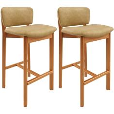 Kit 02 Banquetas Alta Para Cozinha Sala de Jantar Bar Dara L02 Couríssimo Fend - Lyam Decor