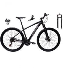 Bicicleta Aro 29 Ksw Xlt 24v Câmbio Shimano Acera K7 Garfo Trava Freio A Disco - Preto-prata Tam.21