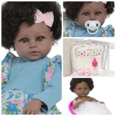 Boneca Bebê Reborn Com Chupeta 13 Acessórios Princesa Azul - Cegonha R