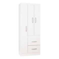 Guarda Roupa Solteiro Milão 3 Portas Branco Brilho  Poquema - Poquema 