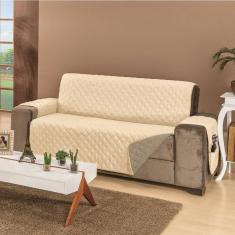 Protetor De Sofá Dupla Face Manu 4 Lugares King - Cáqui-palha