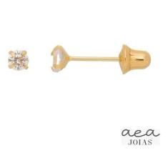 Brinco Infantil Zircônia 2,5mm Recém Nascido Bebê Ouro 18k - AEA Carib
