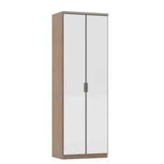 Guarda-Roupa Solteiro Luciane 2 Portas Alumínio com Espelho, Vanilla