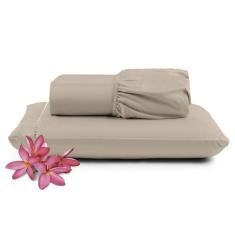 Jogo de Lençol Micropercal 400 Fios Solteiro - Avelã - Casa Show Enxov