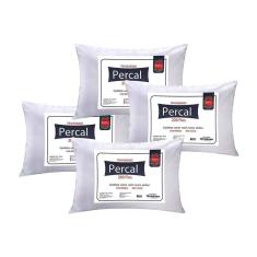 Travesseiro Fibras Siliconadas Plus Percal 200 Fios Kit C/ 4 Un 70x50x15 - Ortobom