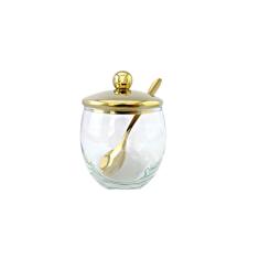 Açucareiro Dourado Fineza - Vidro e Aço Inox
