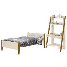 Jogo de Quarto Infantil Simba Estante Escrivaninha e Cama Areia Fosco 