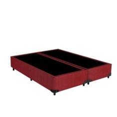Base Box King Bipartido Suede Vermelho