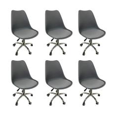 Kit 6 Cadeiras para Escritório Secretária Decorativa Eames Chicago Cinza