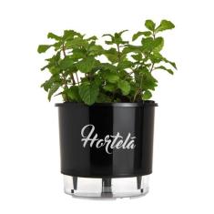 Vaso Auto Irrigável Gourmet N03 - Médio - Raiz Preto, Hortelã