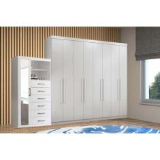 Guarda Roupa 2 Peças (1GuardaRoupa+1Cômoda) QC142 Branco - Santos Andi