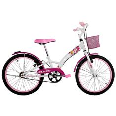 Bicicleta Infantil Feminina Aro 20 Fashion Branca e Rosa com Aros e Cesta Rosa - Dalannio Bike