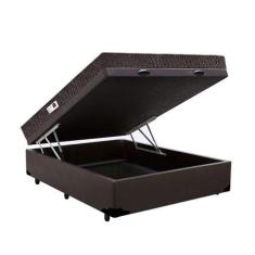 Cama Box Baú Casal Colchão Espuma D33 + Box Sintético Marrom Serra Negra 62x138x188