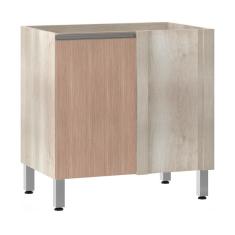 Balcão Sem Tampo Canto Reto Luciane 80cm Luci Legno Crem e Cumaru