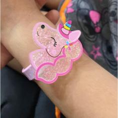 Kit Relógio Digital Led Touch Prova água Menina Esporte + Bracelete Pulseira Infantil 3D desenho animado Presente