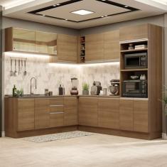 Cozinha Completa de Canto Madesa Glamy 459001 com Armário e Balcão (sem Tampo e Pia) - Rustic