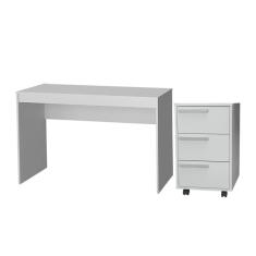 Mesa E Gaveteiro 3 Gavetas Para Escritorio Gamer B29 Branco Novam Branco