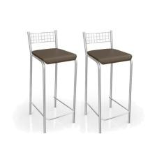 Kit 2 Banquetas Sala Jantar Gênova 2B705CR 2 Un Cromado/Marrom - Kappe