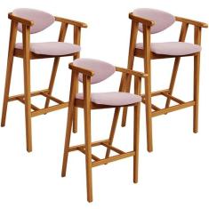 Kit 03 Banquetas Alta Para Cozinha Bancada Bar Sala de Jantar Fixa Cec