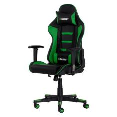 Cadeira Gamer II Reclinável 180º Giratória Preta com Verde Altura Ajus