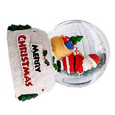 Bola de Cristal Brilhante de Natal, Enfeites de Mesa Sonhadoramente Fofos, Luz Noturna Operada por Bateria, Pintura Manual, Decoração de Bola de Vidro de Resina para Presente