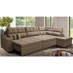 Sofá de Canto Retrátil e Reclinável Direito 3,40x2,36m Molas Cama inBox Espanha. Velusoft