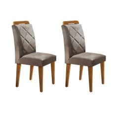 Cadeira Sala De Jantar Melissa Kit 2 Un Imbuia-chocolate Capuccino - Rufato