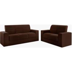 Sofá Mamflex 1050 Recife 3 e 2 lugares em tecido veludo Choco