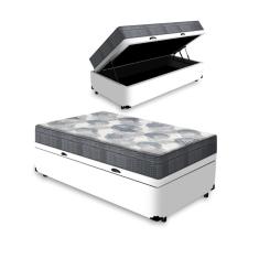 Cama Box Baú Solteiro King+ Colchão Molas Ensacadas Iso SuperPocket Ortobom 96cm - Suporta até 150Kg