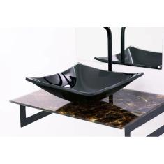 Gabinete De Vidro 50Cm Com Cuba Quadrada - Mármore Imperador