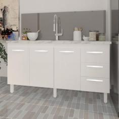 Balcão Armário Cozinha Gabinete para Pia 148 cm 3 Gavetas e 3 Portas D