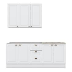 Cozinha Completa Americana 3 Peças Com Aéreo 3 Portas Branco - Móveis Henn Branco