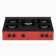 Fogao a Gas Portatil 5 Bocas Venax Grand Petit Line Vermelho, Bivolt