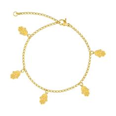 Pulseira Aço GLAM Groumet Mão de Fátima 11x7mm 21cm Gold IPG