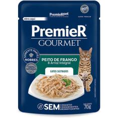 Ração Úmida Premier Gourmet Peito de Frango e Arroz Integral para Gatos Castrados - 70 g