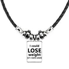 DIYthinker Colar preto inglês com citação perdida peso joia Torque pingente de corda de couro