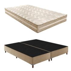 Box Queen Florença 42x158x198cm com Colchão Queen Quality D33 Duoface 26x158x198cm Rustico Bege