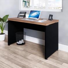 Mesa para Escritório Retangular Pé Painel Marrom/Preto