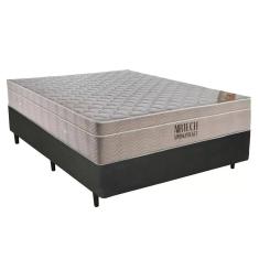Cama Box Casal Sintético + Colchão Ortobom Airtech Molas Ensacadas 138x188x65 Cinza