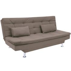 Sofá-Cama 1,90 Metros Linoforte Melissa, Suede Veludo, Espuma D-33 - bege