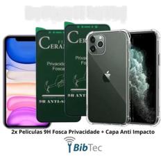 Kit 2 Películas Cerâmica Fosca Privacidade + Capa Capinha Transparente