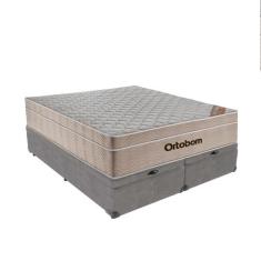 Cama Box Molas Ensacadas com Baú Cinza Queen Airtech Ortobom
