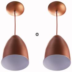 Kit 2 Lustre Pendente Cone De Alumínio 20x14cm Cobre - MARRYLUZ