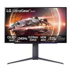 Monitor Gamer LG UltraGear OLED - Tela OLED 27", QHD, HDR400, True black, 1.5M:1, 240Hz, 0,03ms (GtG), NVIDIA® G-SYNC® - 27GS95QE-B - 27GS95QE-B