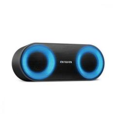 Caixa De Som Speaker Aiwa Bluetooth Luzes Multicores Ip65 Preto Bivolt