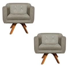 Kit 02 Poltronas Giratória Julia Marrom Rato - D' ROSSI